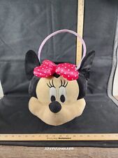 Vintage Disney Plush Minnie Mouse Head Handled Basket Great Shape Ready2Use picture