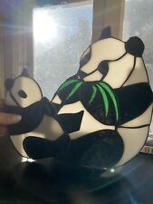 Tiffany Style Stained Glass Panda And Baby picture