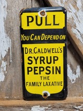 VINTAGE DR CALDWELLS PORCELAIN SIGN SYRUP PEPSIN REMEDY PHARMACYDOCTOR MEDICINE picture