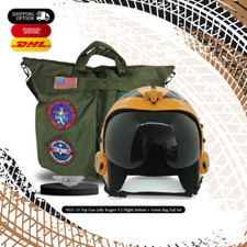 HGU-33 TOP GUN JOLLY ROGERS V.2 FLIGHT PILOT HELMET PROP + GREEN BAG FULL SET picture