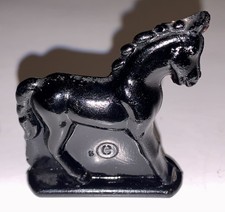 Small Black Glass Molded Horse Vintage Figurine picture