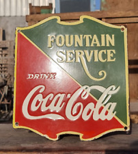 Vintage Old Antique Rare Coca-Cola Fountain Service Porcelain Enamel Sign Board picture