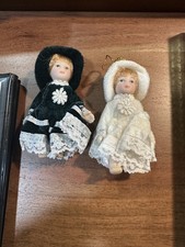 2 porcelain Doll Ornaments picture