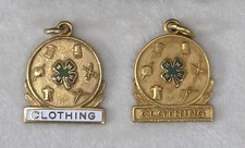Vintage 4H CLUB  1/20 10K G.F. Montgomery Ward CLOTHING AWARDS Charm Lot of 2 picture