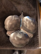 Vintage Metal Silver Toned Candy Dish With Handle picture