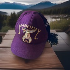 Vintage Burgundy Jeweled Mabuhay Shriners Masonic Baseball Hat w/ Tassel picture