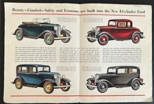 1932 Ford Model B 4 Cylinder Original Vintage Sales Brochure Foldout 24x18 picture