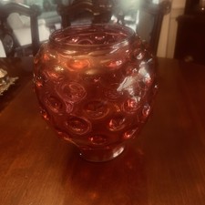 Antique Victorian Cranberry /Ruby Thumbprint Glass Lamp Shade Large picture
