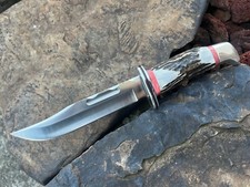 LEROY REMER STAG BUCK 119 ALUMINUM GUARD WITH PINK CORAL SPACERS KNIFE KNIVES #5 picture