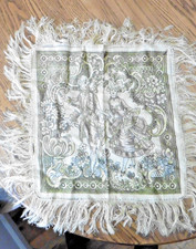 Vtg Victorian Textile Rococo Style Figural Scene w/ Fringed Borders Tapestry picture
