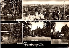 Freiberg Germany Parks Cityscape Stamp Real Photo RPPC Postcard picture