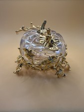 Franklin Mint Cinderella Crystal Pumpkin Coach 24K Gold Plated NEW No Box. picture
