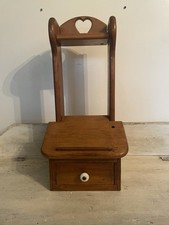 Vintage 80’s Wooden Kitchen Phone Message Center Country Heart Drawer Granny picture
