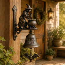 Resin Witch Bell, Cast Iron Door Chime, Pagan Decor, Farmhouse Porch Bell picture