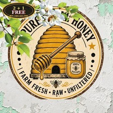 local_honey_for_sale_sign_honeycomb_beehive_honey_dipper_badge_vintage_flat_vect picture