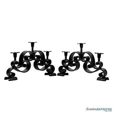 Antique Victorian Wrought Iron Whimsical Candelabra Candlestick Holders - A Pair picture