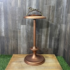 Art Deco Floor Standing Smoking Stand Amber Glass Ashtray Leaping Impala Vintage picture