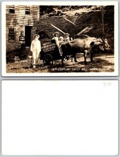 RPPC Norris TN Grist Mill Ox Cart Photo Postcard picture