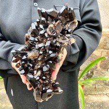 3.8LB Top rare natural beautiful black quartz crystal cluster mineral sample - picture