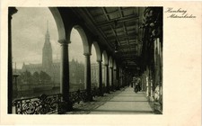 Vintage Hamburg Alsterarkaden Arcade Germany Scenic Architecture Unused Postcard picture