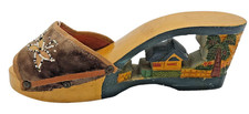 1940’s Philippines Hand Carved Wooden Sandal ONLY ONE SHOE WWII Tiki Bar 8” VTG picture