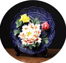 Plate Flower Handmade Paint 3D Work Piece of Art Decoration Porcelain Ceramic 11 picture