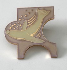 Vintage Sea World SeaWorld Puzzle Piece Enamel Pin Seal Lapel Pin picture