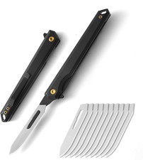 Folding Scalpel Knife, Mini Slim Pocket Knife with 10Pcs #60 Scalpels Replaceabl picture