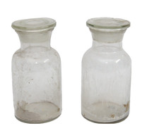 Vintage Clear Glass Lidded Apothecary Bottles: Home Decor Storage (Set of 2) picture