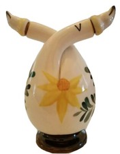 Double Neck Cruet Oil Vinegar Vintage Conjoined Dispenser Hand Painted Flowers picture
