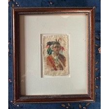 Vintage Framed Tobacco Silk Art, Native American Chief Collectible picture