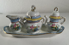 OCCUPIED JAPAN TEA SET - SALT PEPPER MUSTARD SET ON TRAY WITH SPOON - 6 PIECES picture