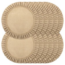 Aneco 12 Pack Round Burlap Placemats with Ruffle Edge Brown picture