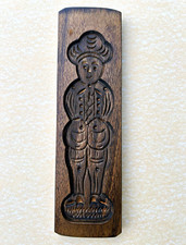 Vtg Dutch Hand-Carved Wooden Speculaa Cookie Mold 9.25” Antre Haarlem Holland picture