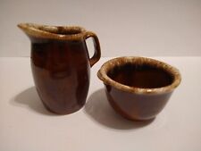 Vintage Hull Brown Drip Glaze Sugar Bowl And Cream Pitcher, Made In USA. Unique  picture