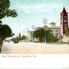 1909 Pasadena, CA East Colorado St Trolley Street View Telegraph Lines Cali A178 picture