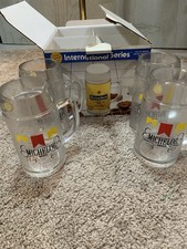 Vintage Michelob Beer Glass Mugs Steins Set of 4 NEW IN BOX 1-Liter NOS Stickers picture