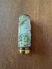 Vintage 1950-1960’s Light Blue Floral Embroidery/beaded Lipstick Tube picture