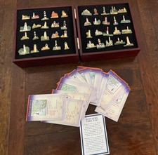 Willabee & Ward Lighthouse Pin Collection 40 Pins Wood Display Case Info Cards picture