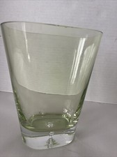 Glass Vase Controlled Bubble Hand-Blown Green Art Glass 6x5x3” picture