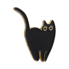 Cartoon Cute Black Cat Enamel Pin Minimalist Playful Four Cat Different Sitting picture