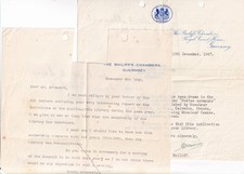 Guernsey Bailiff 2x Letters 1942 & 1947, Carey & Sherwill, Guille-Allès Library picture