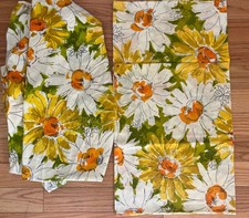 VTG Double Sheet Set Percale 3 PCs.  Flower Power No Iron Muslin Vivid Print picture