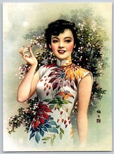 Vintage Chinese Art Postcards Set 2 Shanghai Lady Cheongsam Jin Meisheng Deco picture