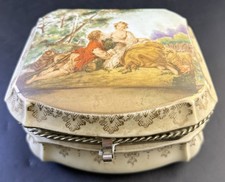 Vintage Porcelain Hinged Box with Romantic Portrait Simply Beautiful  Vg5 picture