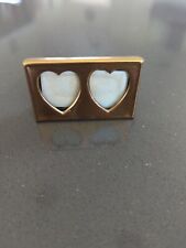 Tiny Vintage Gold-Plated Double Heart Photo Frame--Rare Find K3 picture