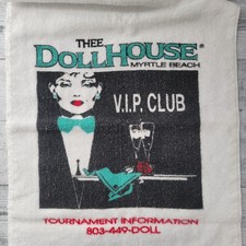 Vintage Thee Doll House Myrtle Beach VIP Club Gold Tournament Towel 16x26 RARE picture