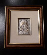 Vintage Creazioni Italian 925 Silver Madonna and Child Framed Art Signed picture