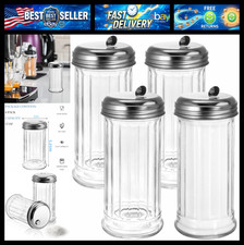 Tebery 4 Pack Sugar Shaker Dispenser Airtight, 12 Oz Thick Glass Sugar Pourer Co picture