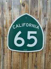 Authentic Aluminum California Highway 65 Sign With Authentic CA Print Stamp picture